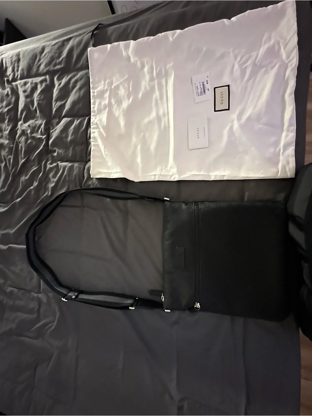 Gucci Black Men's Leather Crossbody Messenger Bag